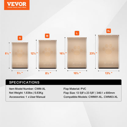 Pet Door Replacement Flap, Compatible with Flap Pet Doors, Measures 13.63" x 23.62" Longer Lasting, Weather-proof, Thickened PVC Dog Door Replacement Flap with Long Magnetic Strip (XL)