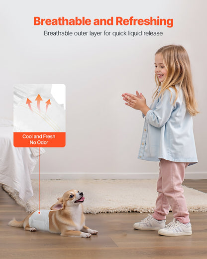 Engångsblöjor för hanhundar, superabsorberande blöjor för hanhundar, 360° läckagesäkra magblöjor med våtindikator för hundar i löp, träning, inkontinens - XS, 144 st (2 förpackningar med 72)