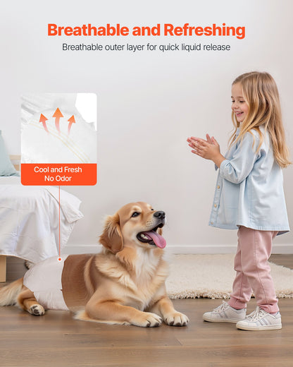 Disposable Dog Diapers, Super Absorbent Female Dog Diapers, 360° Leak-Proof Female Doggy Pet Diaper with Wetness Indicator for Heat Period, Training, Incontinence - M, 144 Count (2 Packs of 72)