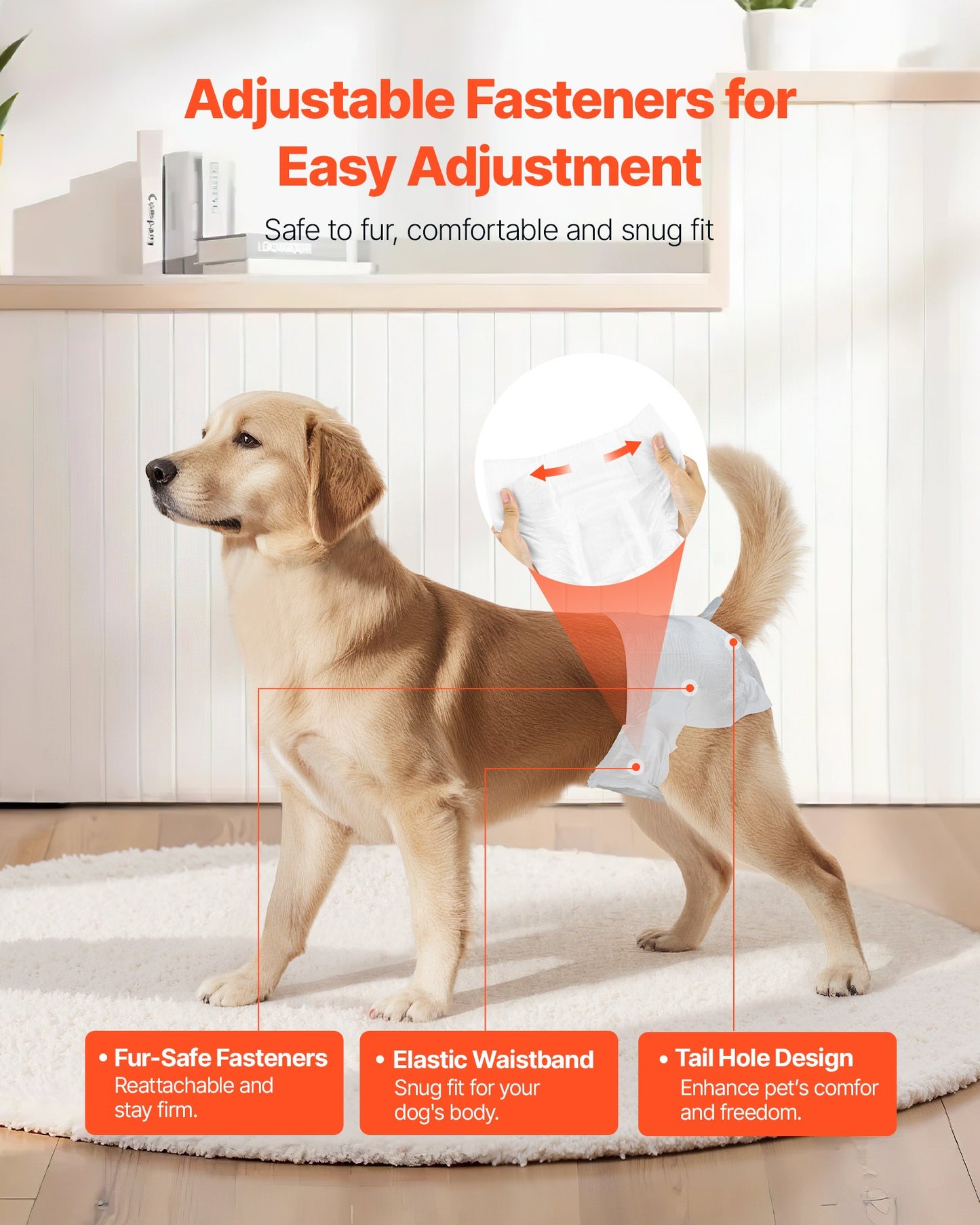 Disposable Dog Diapers, Super Absorbent Female Dog Diapers, 360° Leak-Proof Female Doggy Pet Diaper with Wetness Indicator for Heat Period, Training, Incontinence - M, 144 Count (2 Packs of 72)