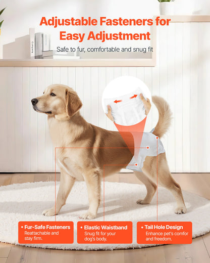 Disposable Dog Diapers, Super Absorbent Female Dog Diapers, 360° Leak-Proof Female Doggy Pet Diaper with Wetness Indicator for Heat Period, Training, Incontinence - M, 144 Count (2 Packs of 72)