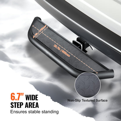 Hitch Step for 2 Inch Receiver, Strong Steel Construction with 350 LBS Load Capacity, Rear Bumper Guard Protector with Pin Lock and Stabilizer, Universal Fit for Truck, SUV, Pickup, Trailer