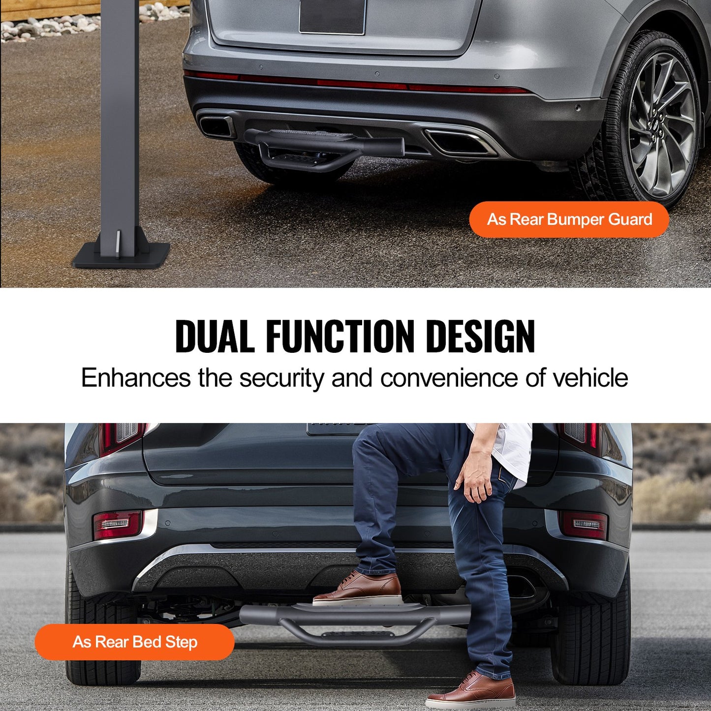 Hitch Step for 2 Inch Receiver, Strong Steel Construction with 350 LBS Load Capacity, Rear Bumper Guard Protector with Pin Lock, Universal Fit for Truck, SUV, Pickup, Trailer