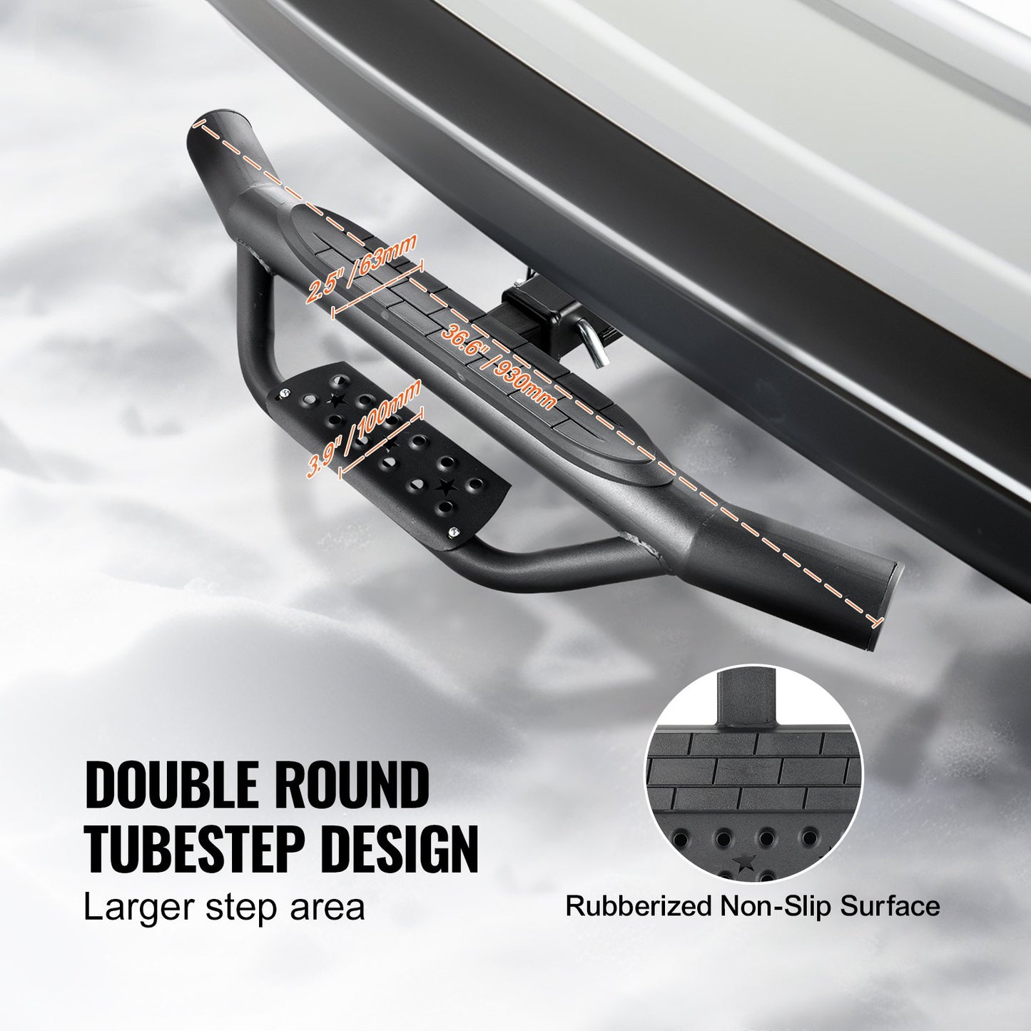 Hitch Step for 2 Inch Receiver, Strong Steel Construction with 350 LBS Load Capacity, Rear Bumper Guard Protector with Pin Lock, Universal Fit for Truck, SUV, Pickup, Trailer