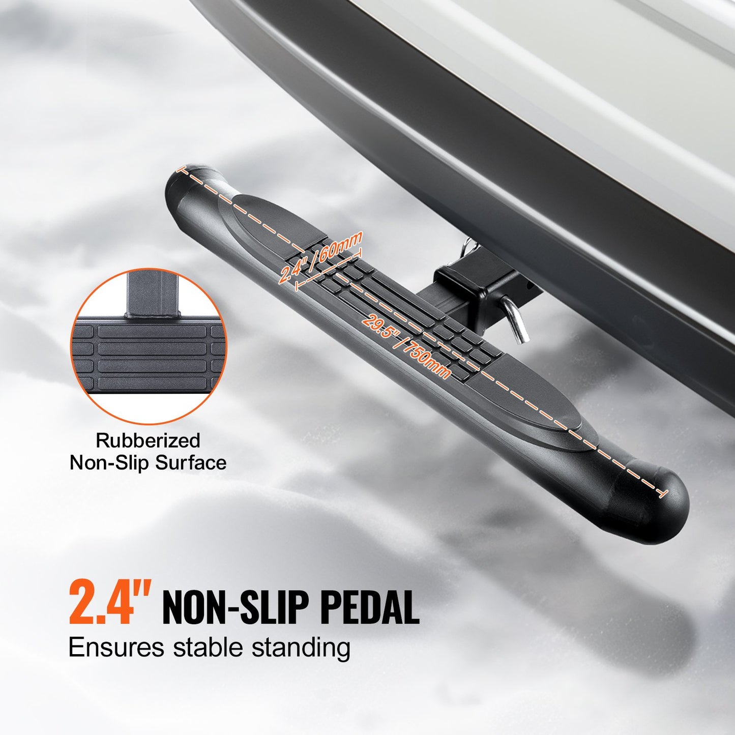 Dragkrok för 5 cm fäste, stark stålkonstruktion med 165 kg lastkapacitet, bakre stötfångarskydd med låsstift, universell passform för lastbil, SUV, pickup, släpvagn