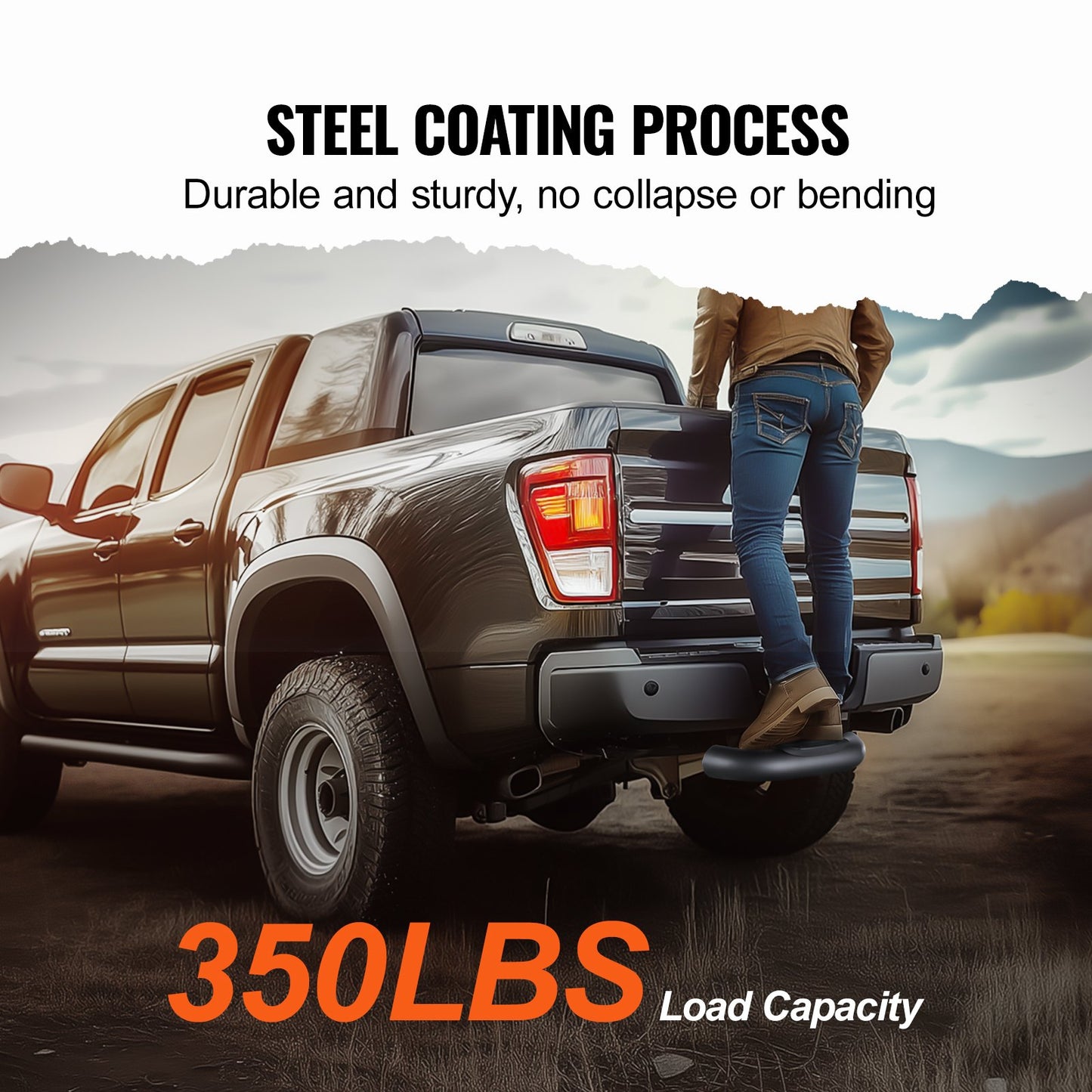 Dragkroksfotsteg för 5 cm mottagare, universellt bakre stötfångarskydd med 159 kg lastkapacitet, halkfritt dragkroksfotsteg med sprintsats, passar för lastbil, SUV, pickup, släpvagn