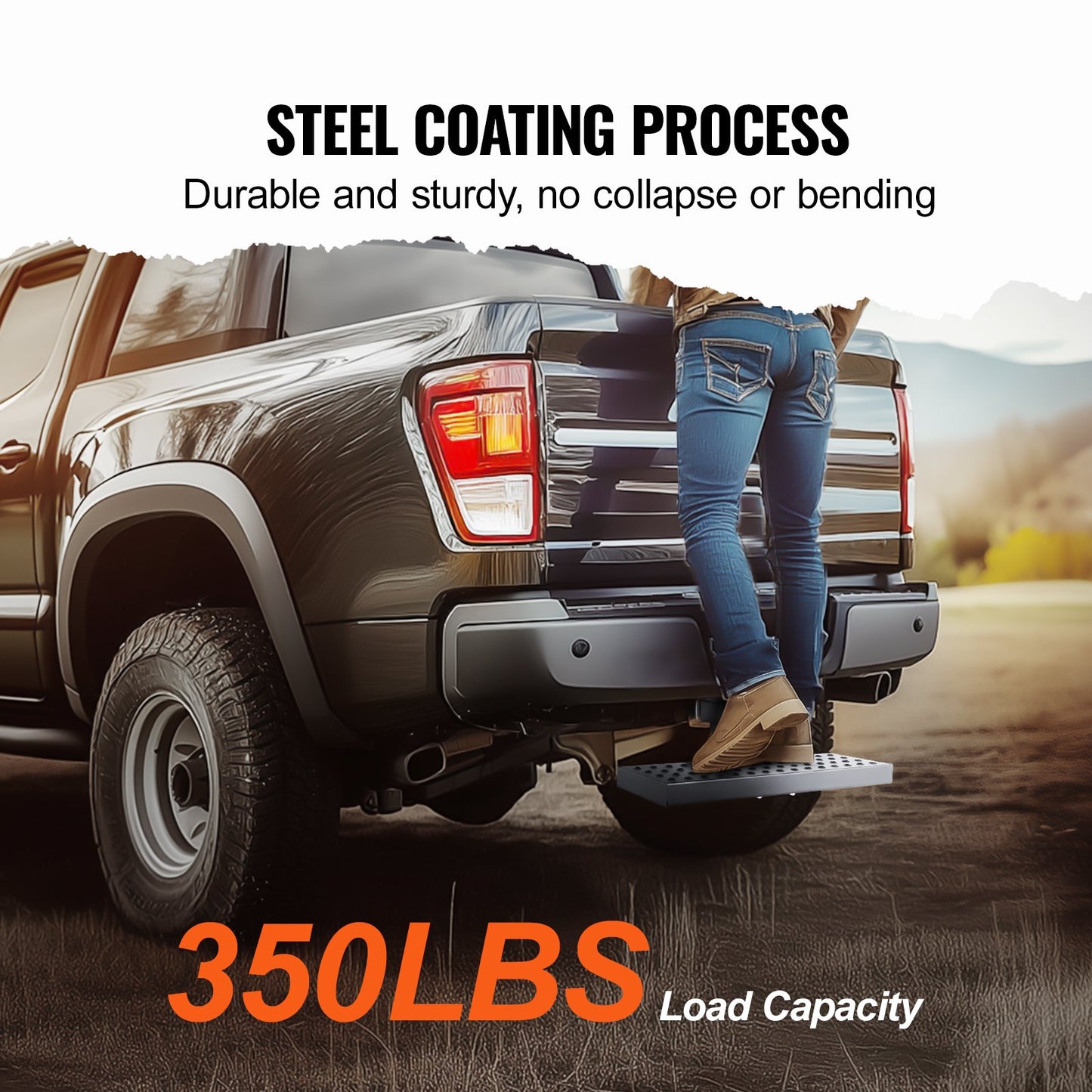 Dragkrok för 5 cm fäste, stark stålkonstruktion med 165 kg lastkapacitet, bakre stötfångarskydd med låsstift och stabilisator, universell passform för lastbil, SUV, pickup, släpvagn