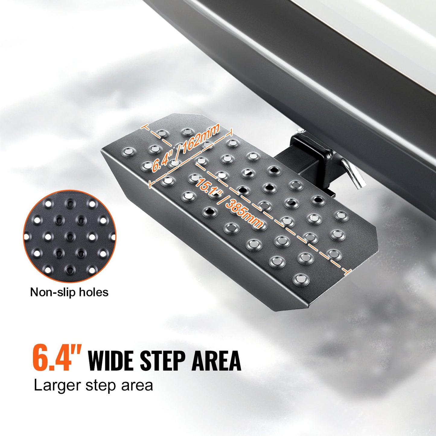 Dragkrok för 5 cm fäste, stark stålkonstruktion med 165 kg lastkapacitet, bakre stötfångarskydd med låsstift, universell passform för lastbil, SUV, pickup, släpvagn