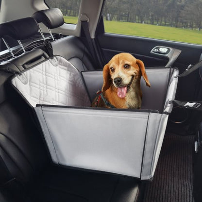 Dog Car Seat, Waterproof Dog Booster Seat for Car with Support Frame, Pet Car Seat with Clip-On Safety Leash, Dog Car Bed for Small, Medium and Large Dog up to 40 lbs, Gray
