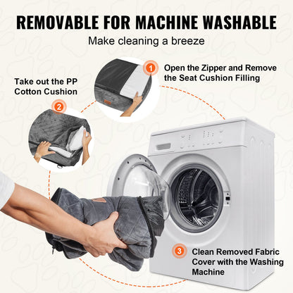 Hundbilsits, Hundbältesstol för bil med förvaringsficka, Klippbart säkerhetskoppel, Svamp och PP-bomullsfyllning, Hundbilsäng för liten och medelstor hund upp till 18 kg, Grå
