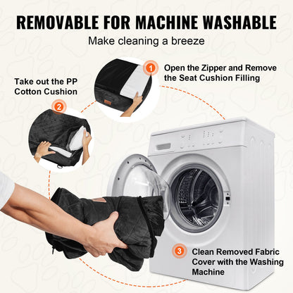 Dog Car Seat, Dog Booster Seat for Car with A Storage Pocket, Clip-On Safety Leash, Sponge and PP Cotton Filling, Dog Car Bed for Small & Medium Dog up to 40lbs, Black