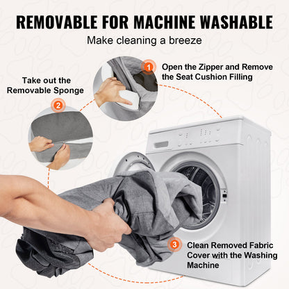 Dog Car Seat, Waterproof Dog Booster Seat for Car with A Storage Pocket, Clip-On Safety Leash and Sponge Filling, Dog Car Bed for Small & Medium Dog up to 55lbs, Gray