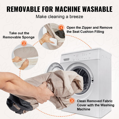 Hundbilsstol, vattentät hundbältesstol för bil med förvaringsficka, säkerhetskoppel med klämma och svampfyllning, bilsäng för små och medelstora hundar upp till 23 kg, brun