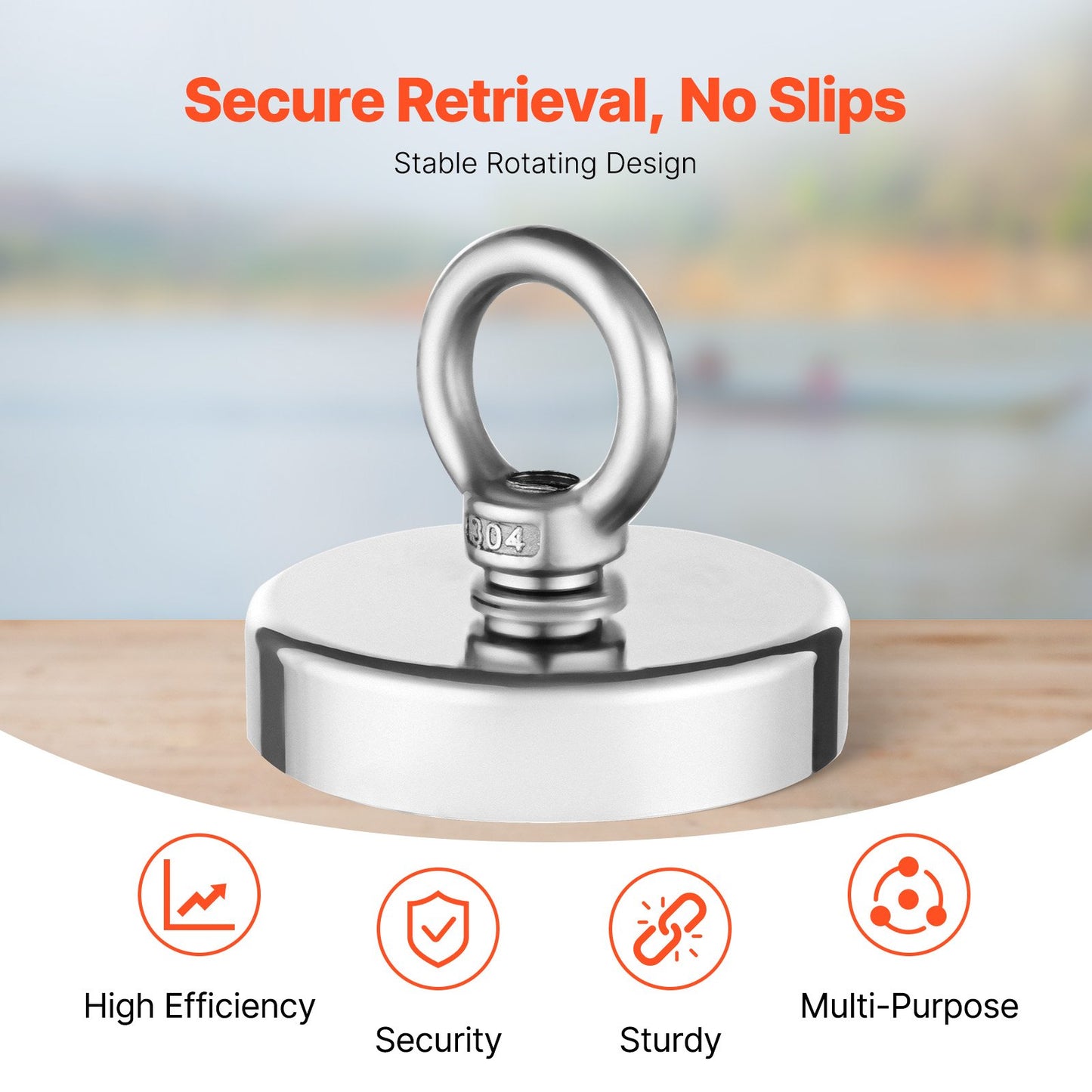 Fiskemagnet, 700 LBS/318 kg dragkraft Superstark neodymmagnet för fiske, sällsynt jordartsmetallmagnet med handtagsdiameter 2,36 tum/60 mm för hämtning i floder, magnetiskt fiske, kraftig upphängning