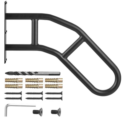 Ledstänger för utomhustrappor, 29" långa väggmonterade säkerhetsräcken för 1-3 steg, U-format ledstång med mattsvart finish, trappledstänger för barn, äldre, gravida kvinnor, funktionshindrade