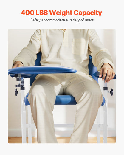 Phlebotomy Chair, Blood Draw Chair with Adjustable Armrests and Flip Arm, 181KG/400LBS Loading Blood Drawing Medical Chair with Soft Seat, Easy-to-Clean PVC Leather for Hospitals, Labs, Clinics