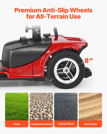 3-Wheel Electric Mobility Scooter for Adult & Seniors, Foldable Mobility Scooter with 20KM Long Range, All Terrain Travel Wheelchair with Anti-slip Wheels, 9° Climbing Capacity & 120kg Loading