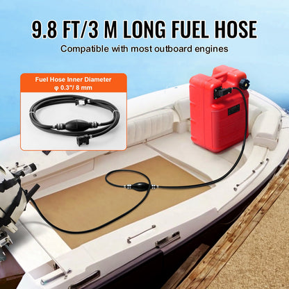 Marine Tank, 6.34-Gallon/24-L Marine Portable Tank Outboard Marine Boat Transfer Tank with 9.8ft Hose, Gauge for Outboard Engine Boats, Yacht, Fishing Boat, Deck Boat, Red
