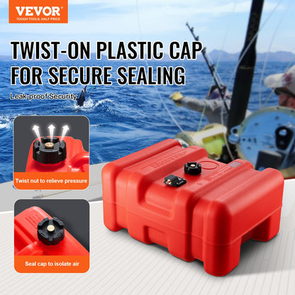 Marine Fuel Tank, 14.53 Gallon/55L, Portable Boat Fuel Gas Tank for Outboard Engine Boats, Plastic Outboard Marine Boat Fuel Tank with Hose, Easy to Carry for Yacht, Fishing Boat, Deck Boat, Red