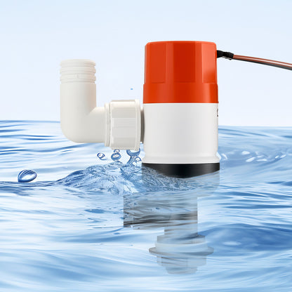 Djurbrunnspump för båt, 12V 69 L/min (1100 GPH) Rak djurbrunnsluftare med dubbelt inlopp, ABA-hölje och avtagbar motorpatron, korrosionsbeständig djurbrunns-/betesbrunnspump för sötvatten och saltvatten