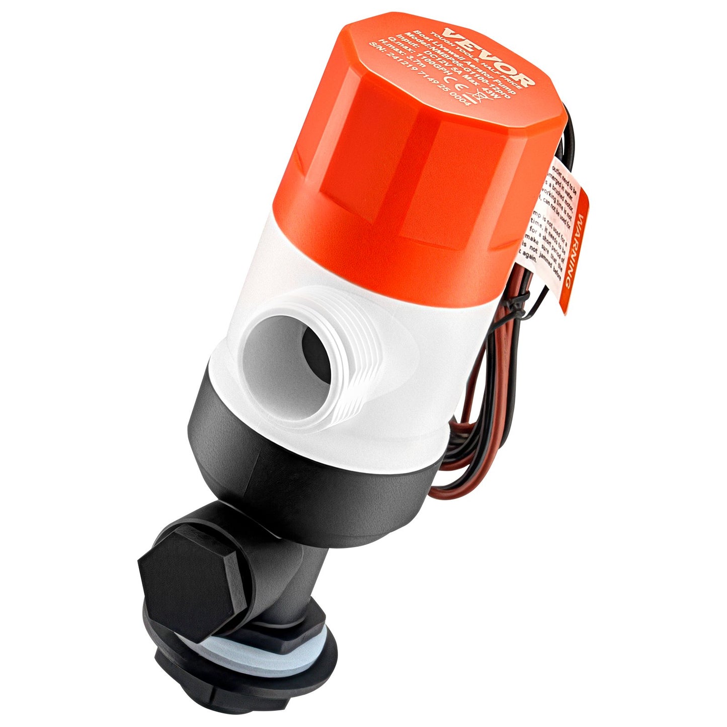 Djurbrunnspump för båt, 12V 69 L/min (1100 GPH) Rak djurbrunnsluftare med dubbelt inlopp, ABA-hölje och avtagbar motorpatron, korrosionsbeständig djurbrunns-/betesbrunnspump för sötvatten och saltvatten