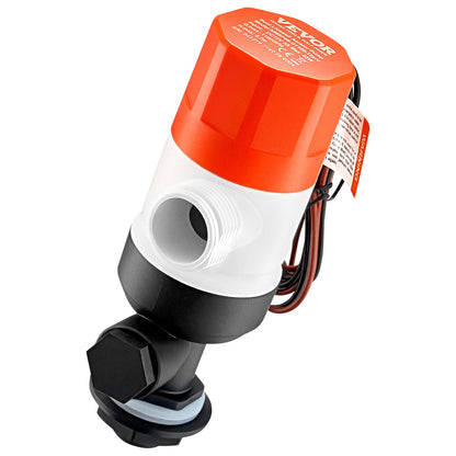 Djurbrunnspump för båt, 12V 69 L/min (1100 GPH) Rak djurbrunnsluftare med dubbelt inlopp, ABA-hölje och avtagbar motorpatron, korrosionsbeständig djurbrunns-/betesbrunnspump för sötvatten och saltvatten