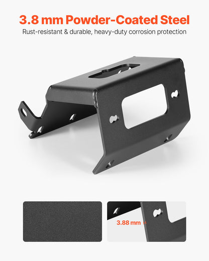 Winch Mount, Winch Capacity of 907-1633 kg, Trailer Hitch Winch Mount for Select Honda Foreman and Rancher Rubicon Models (2014-2021), 2 Mounting Hole Design, Powder Coated Steel, Black