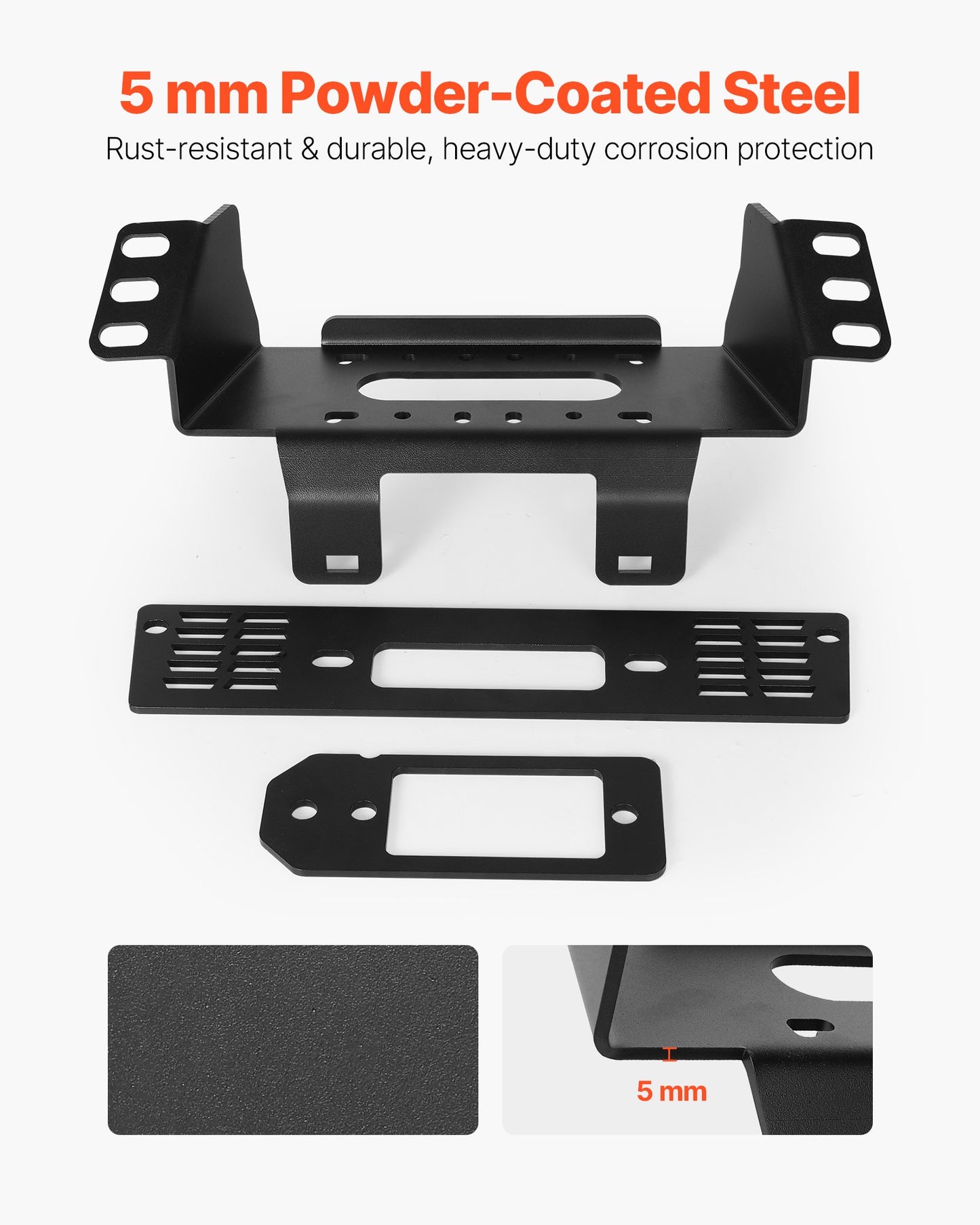 Winch Mount, Winch Capacity of 907-1633 kg, Trailer Hitch Winch Mount for Select Polaris Ranger Models (2010-2021), 3 Mounting Hole Design, Powder Coated Steel, Fit for Muddy Road Rescue