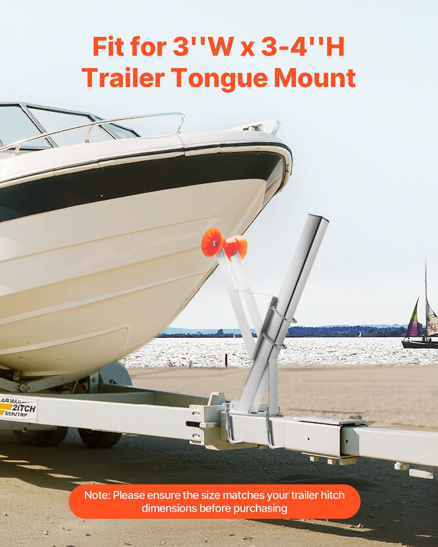 Vinschstativ för båttrailer, 76 x 76 x 863 mm vinschstolpar, båtvinschfäste med U-bultar för 76 mm B x 76-101 mm H trailertunga, galvaniserad, lämplig för vattenskoter, segelbåt, fiskebåt, motorbåt