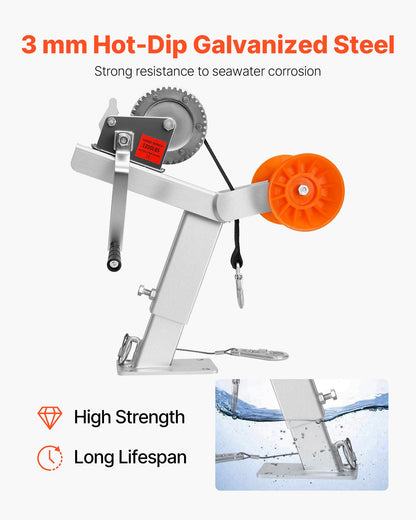 Vinschstativ för båttrailer med rulle, 544 kg vinsch och 51 mm x 7,6 m vinschrem, båtvinschfäste med U-bult för 50,8-76,2 mm B x 76,2-101,6 mm H trailertunga, lämplig för vattenskoter, segelbåt, motorbåt