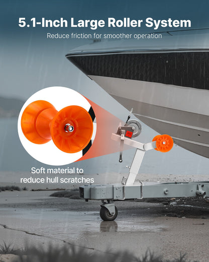 Vinschstativ för båttrailer med rulle, 544 kg vinsch och 51 mm x 7,6 m vinschrem, båtvinschfäste med U-bult för 50,8-76,2 mm B x 76,2-101,6 mm H trailertunga, lämplig för vattenskoter, segelbåt, motorbåt