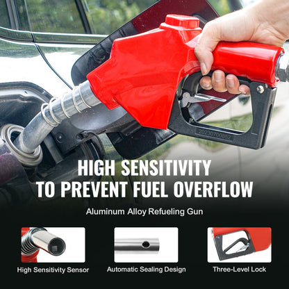 Fuel Hose Reel, 25.4 mm x 10.06 m, Extra Long Retractable Diesel Hose Reel, Heavy-Duty Carbon Steel Construction with Automatic Fuel Nozzle, NBR Rubber Hose for Aircraft Ship Vehicle Tank Truck, 20.68 bar