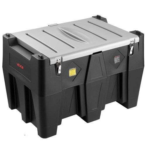 Bärbar dieseltank, 484,5 liters kapacitet och flödeshastighet på 10 GPM, bensintank med 12V elektrisk överföringspump och 4m gummislang, PE-dieselöverföringstankar för enkel bränsletransport, svart