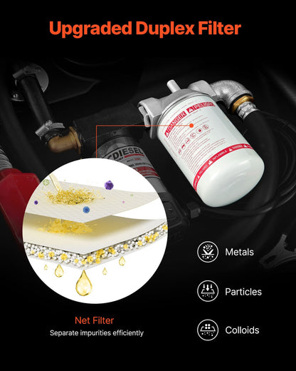 Bärbar dieseltank, 484,5 liters kapacitet och flödeshastighet på 10 GPM, bensintank med 12V elektrisk överföringspump och 4m gummislang, PE-dieselöverföringstankar för enkel bränsletransport, svart