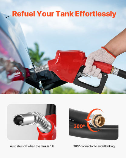 Bärbar dieseltank, 484,5 liters kapacitet och flödeshastighet på 10 GPM, bensintank med 12V elektrisk överföringspump och 4m gummislang, PE-dieselöverföringstankar för enkel bränsletransport, svart