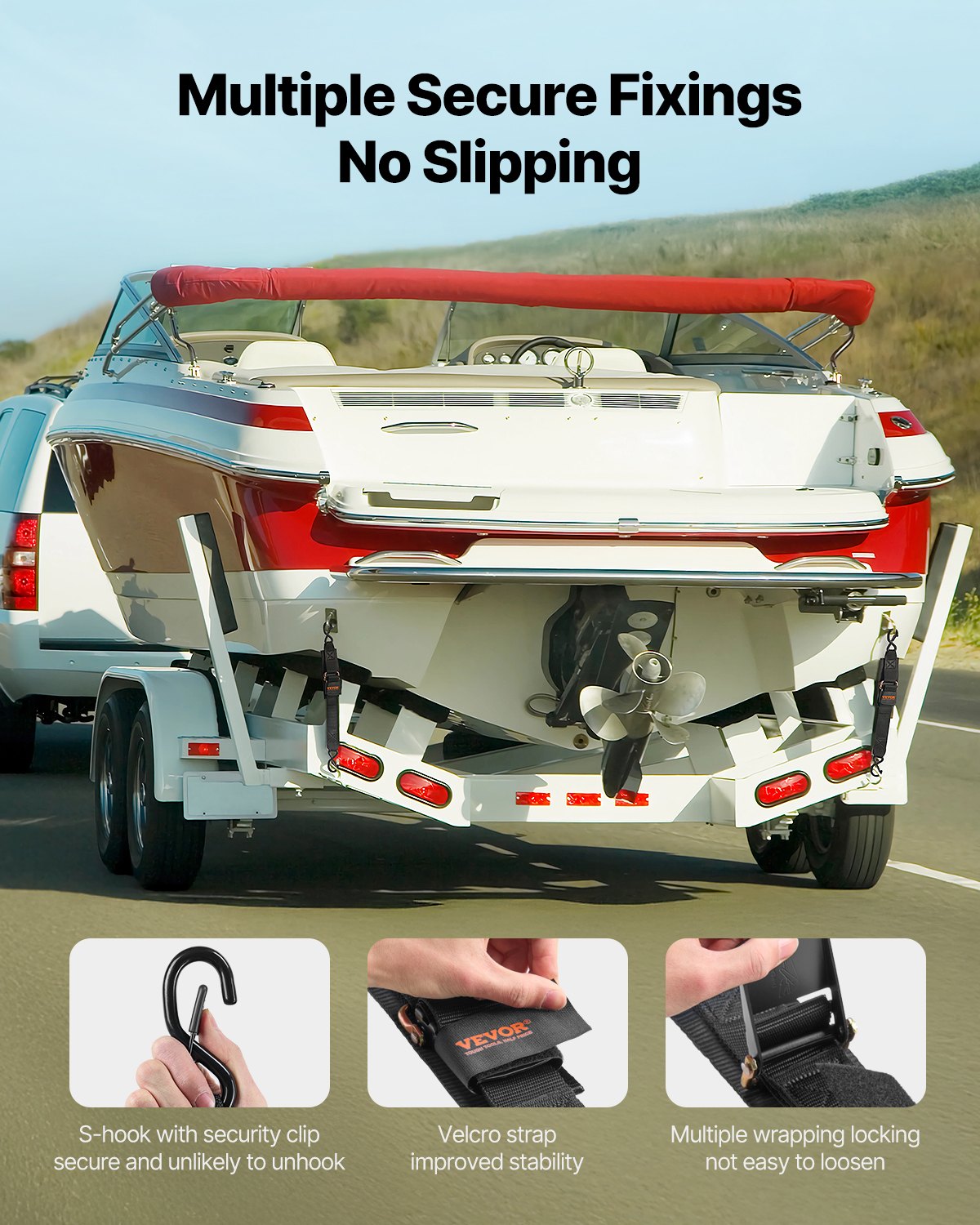Retractable Ratchet Straps, 2 in x 2 ft Ratchet Tie Down Straps with Security Lock S Hooks, 2 Pack Heavy Duty Ratchet Tie Down Straps with 1500 lbs Break Strength, for Trailers, Vehicles, Boat