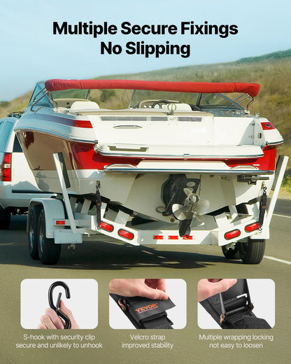Retractable Ratchet Straps, 2 in x 2 ft Ratchet Tie Down Straps with Security Lock S Hooks, 2 Pack Heavy Duty Ratchet Tie Down Straps with 1500 lbs Break Strength, for Trailers, Vehicles, Boat