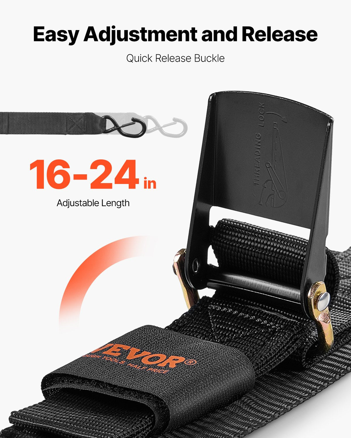 Retractable Ratchet Straps, 2 in x 2 ft Ratchet Tie Down Straps with Security Lock S Hooks, 2 Pack Heavy Duty Ratchet Tie Down Straps with 1500 lbs Break Strength, for Trailers, Vehicles, Boat