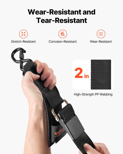 Retractable Ratchet Straps, 2 in x 4 ft Ratchet Tie Down Straps with Security Lock S Hooks, 2 Pack Heavy Duty Ratchet Tie Down Straps with 1500 lbs Break Strength, for Trailers, Vehicles, Boat