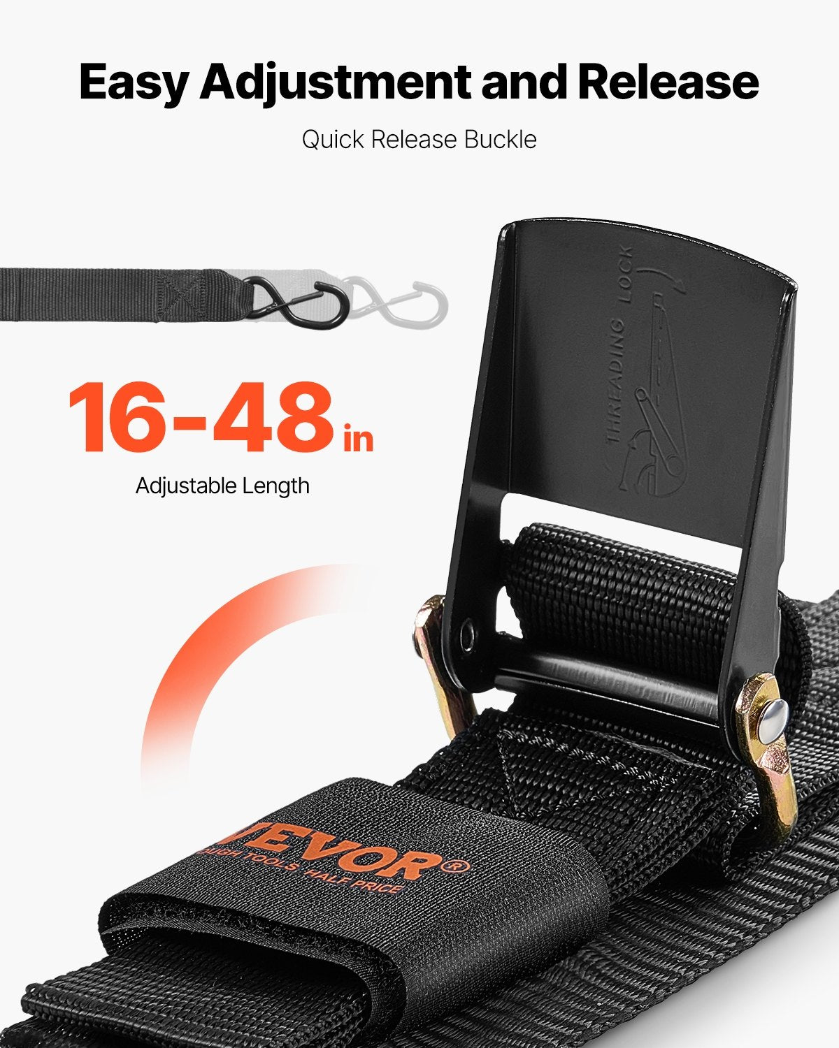 Retractable Ratchet Straps, 2 in x 4 ft Ratchet Tie Down Straps with Security Lock S Hooks, 2 Pack Heavy Duty Ratchet Tie Down Straps with 1500 lbs Break Strength, for Trailers, Vehicles, Boat