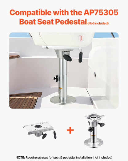 Boat Seat Pedestal, Forward & Backward Sliding Adjustment, Aluminum Alloy Boat Chair Base with Slide, 5-inch Sliding Travel, Waterproof & Rust-resistant, Fit 2-7/8 Inch Diameter Pedestal Post
