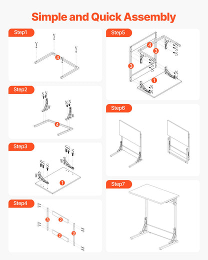 C Table, Folding C Shaped End Table with Metal Frame & Adjustable Feet, Foldable C Shaped Side Table for Living Room Bedroom Office, 23.62 x 14.57 x 27.56 inch C Shaped TV Tray, Brown and Black