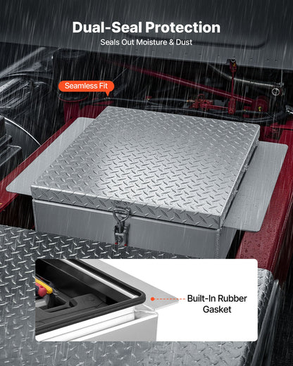 Truck Bed Tool Box, Heavy Duty Aluminum Tool Box with Diamond Plate, Storage Toolbox Chest Organizer Supports up to 100 kg, Ideal for Pickup, Truck Bed, RV, Trailer, 770 x 610 x 230 mm, Silver