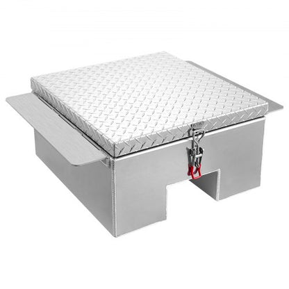 Truck Bed Tool Box, Heavy Duty Aluminum Tool Box with Diamond Plate, Storage Toolbox Chest Organizer Supports up to 100 kg, Ideal for Pickup, Truck Bed, RV, Trailer, 770 x 610 x 310 mm, Silver