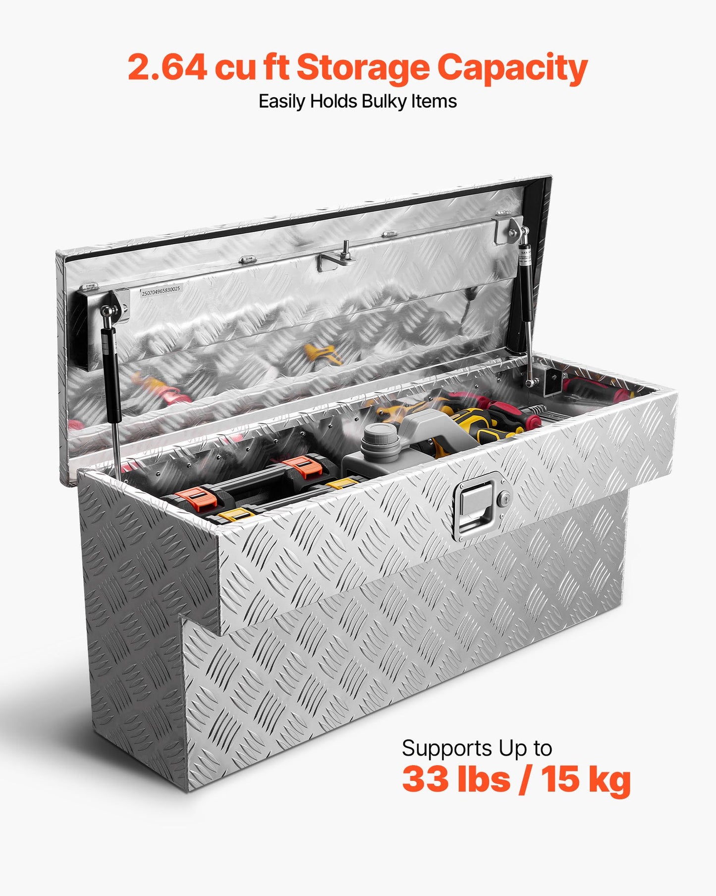 Truck Bed Tool Box, Heavy Duty Aluminum Tool Box with Tread Patterns, Storage Toolbox Chest Organizer with Lock and Key, Ideal for Pickup, Truck Bed, RV, Trailer, 864 x 305 x 390 mm, Silver