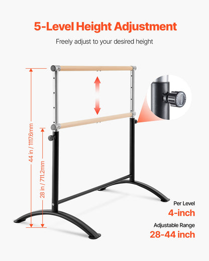 Ballet Barre, Barre Bar for Home, Freestanding Portable Ballet Stretching Dance Bars, Height Adjustable Anti-Wobble Fitness Gym Studio Equipment, for Pilates Balance Workout
