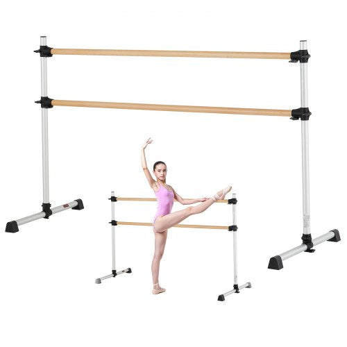 Balettstång, dubbel bokträstång för hemmabruk, fristående bärbara balettstretchstänger, höjdjusterbar anti-wobble fitnessutrustning, för pilates balansträning