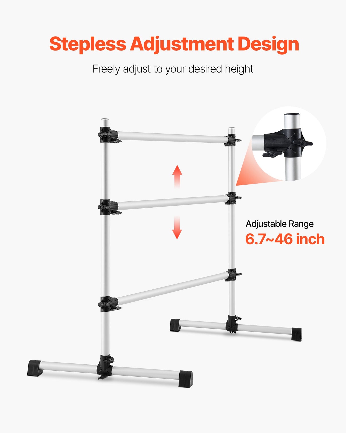 Balettstång, dubbelstång i aluminium för hemmabruk, fristående bärbara balettstretchstänger för dans, höjdjusterbar anti-wobble fitnessstudioutrustning, för pilates balansträning