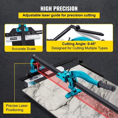 Tile Cutter 1 m Cutting Tool w/ Laser Guide Single Rail Double Brackets