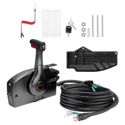 Boat Throttle Control, 881170A15 Side-Mounted Outboard Remote Control Box for Mercury PT 2-Stroke, Marine Throttle Control Box with Power Trim Switch, 16.3 ft Harness 8+4 Pin, and Lanyard